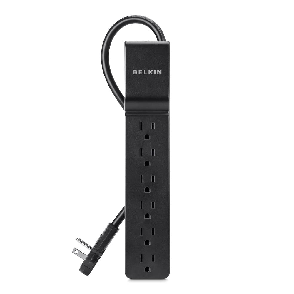 Belkin Power Strip Surge Protector with 6 AC Multiple Outlets - Flat Rotating Plug, 6 ft Long Heavy-Duty Extension Cord for Home, Office, Travel, Computer Desktop & Charging Brick (600 Joules) 3PK
