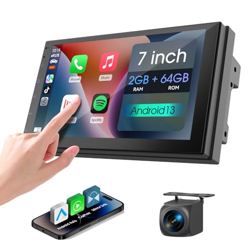 Haudio 7" Car Stereo Double Din Wireless Apple Carplay Radio Screen for Car Audio Receivers, Bluetooth 5.0 Car Play Android Auto Touchscreen, Channel RCA, Backup Camera, SWC, FM/AM|Car Audio Receivers