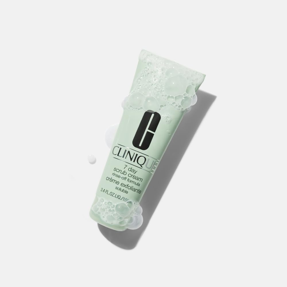 Clinique 7 Day Daily Gentle Face Exfoliator Lightweight Scrub Cream With Silica For All Skin Types, 8.5 Fl Oz