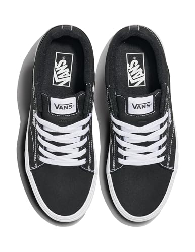 Vans Men's Seldan Shoe | Retro Tennis Inspired Sneakers for Fashion, Work & Everyday Wear, Canvas Black/White, 10.5