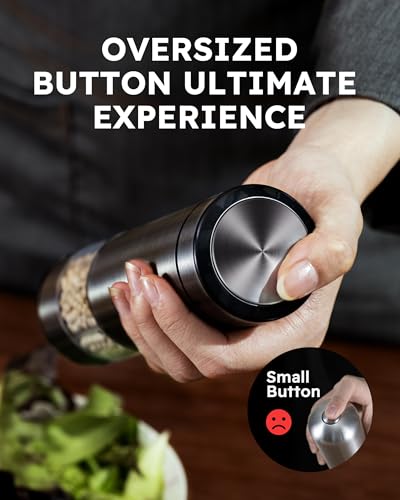 FORLIM Rechargeable Electric Salt and Pepper Grinder Set - Automatic One-Handed Operation Mill with Light (2 Mills) - Electronic Adjustable Shakers - Ceramic Grinder - Gunmetal Gray