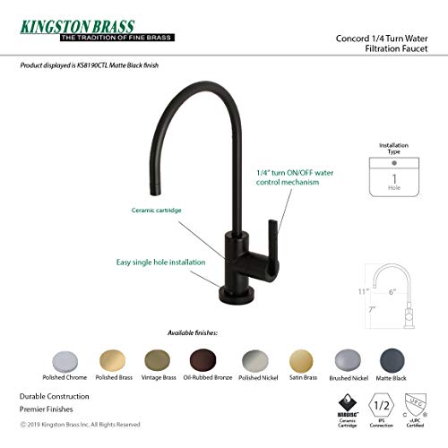 KINGSTON BRASS KS8198CTL Continental Water Filtration Faucet, 5.88 x 2.19 x 11.13, Brushed Nickel