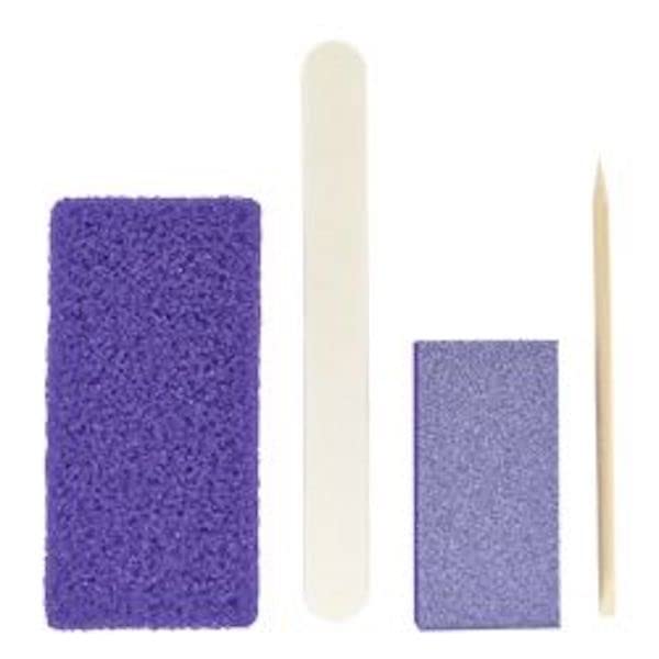 True Beauty Disposable 4-Piece Pedicure Kit Pumice Pad Wood Nail File 80/100 Grit Mini Buffer 80/100 Grit Wood Pusher, 200 Counts
