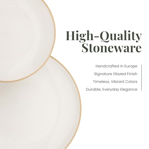 Larder & Vine Ceramic Stoneware Dinnerware 16-Piece Set, 4 Place Settings (Sand)