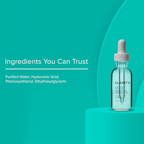 ClarityRx Daily Dose of Water Hyaluronic Acid Serum for Face, Daily Anti Aging Hydrating Serum Treatment for Dry, Dull Skin, Natural & Plant Based