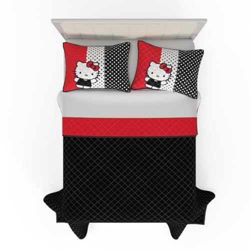 Franco Sanrio Hello Kitty Kids Bedding Super Soft Cozy 3 Piece Full/Queen Coverlet Quilt and Sham Set, (Officially Licensed Product)