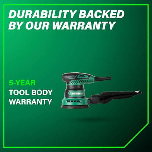 Metabo HPT 5-Inch Random Orbit Finishing Sander, Variable Speed, Palm-Style Comfort Grip, 230W 2.8 Amp Motor, 9,000-13,000 RPM, Dust Collection Hose Connector, Compact and Lightweight Design, SV13YST