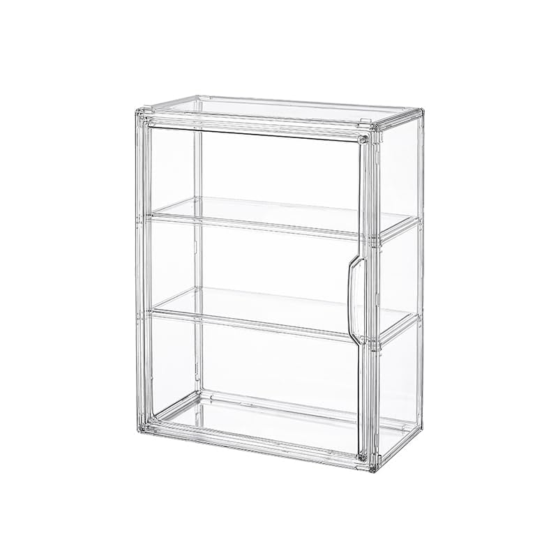 BOHOIDEE 2Pack 3 Tiers Clear Display Case for Figures, Acrylic Storage Organizers Box with Magnetic Door, Wall-Mounted Dustproof Showcase for Collectibles Action Figure