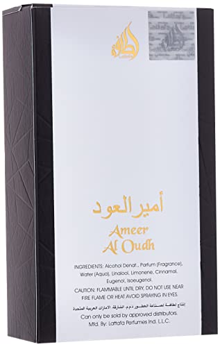 Lattafa Ameer Al Oud Intense Oud for Unisex Eau de Parfum Spray, 3.4 Ounce (Pack of 2)