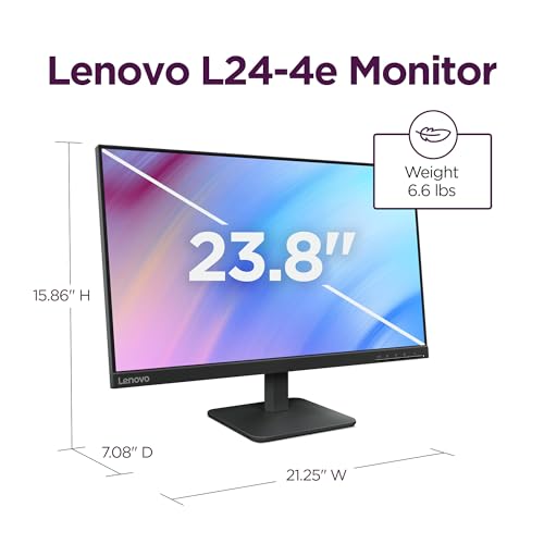 Lenovo L24-4e Office Monitor - 23.8" FHD IPS Display - 100Hz Refresh Rate - 4 ms MPRT - 99% sRGB - Raven Black - Tilt Stand