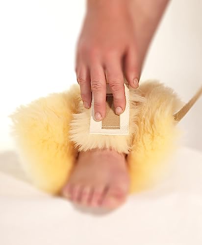 Sheepskin Ranch 100% Medical Sheepskin Heel Cushion Bootie - Soft Lambswool Heel Protectors for Pressure Sores, Bed Sores, Ulcer Sore Prevention & Comfort (Pair)