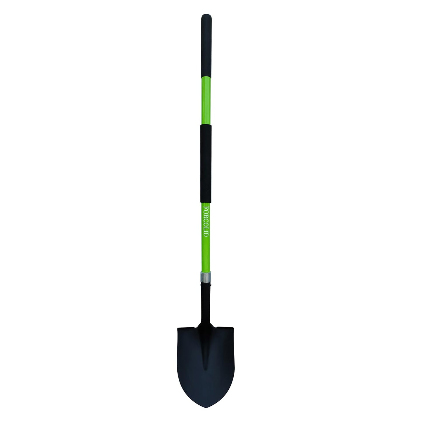 Shovel for Digging, Heavy Duty Shovel for Digging, 57 Inch Straight Handled Round Shovel with Non-Slip Tail Cover, Lawn and Yard Tools, Fiberglass Handle(Green)