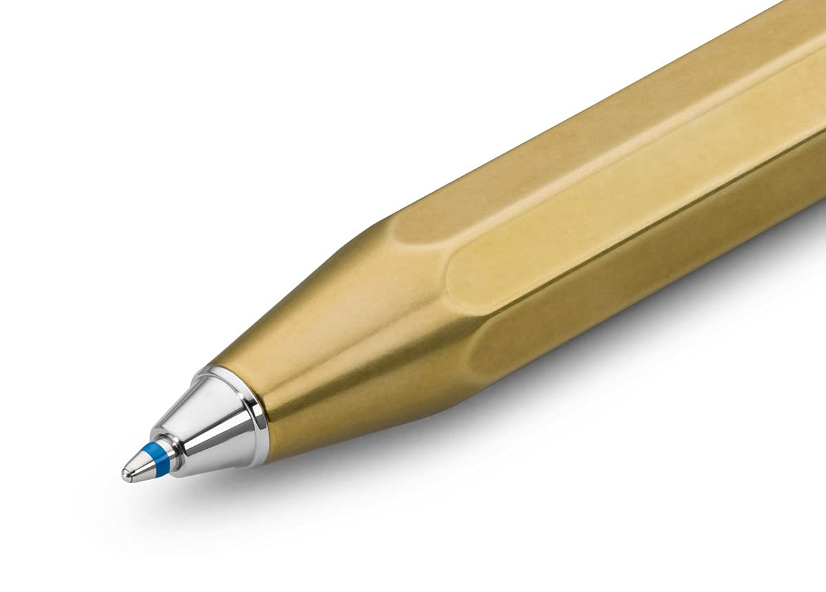 Kaweco BRASS SPORT Ball Pen I Retractable Ballpoint Pen with Standard D1 Refills in a nostalgic Tin Box I Metal Ball Pen 10.5 cm