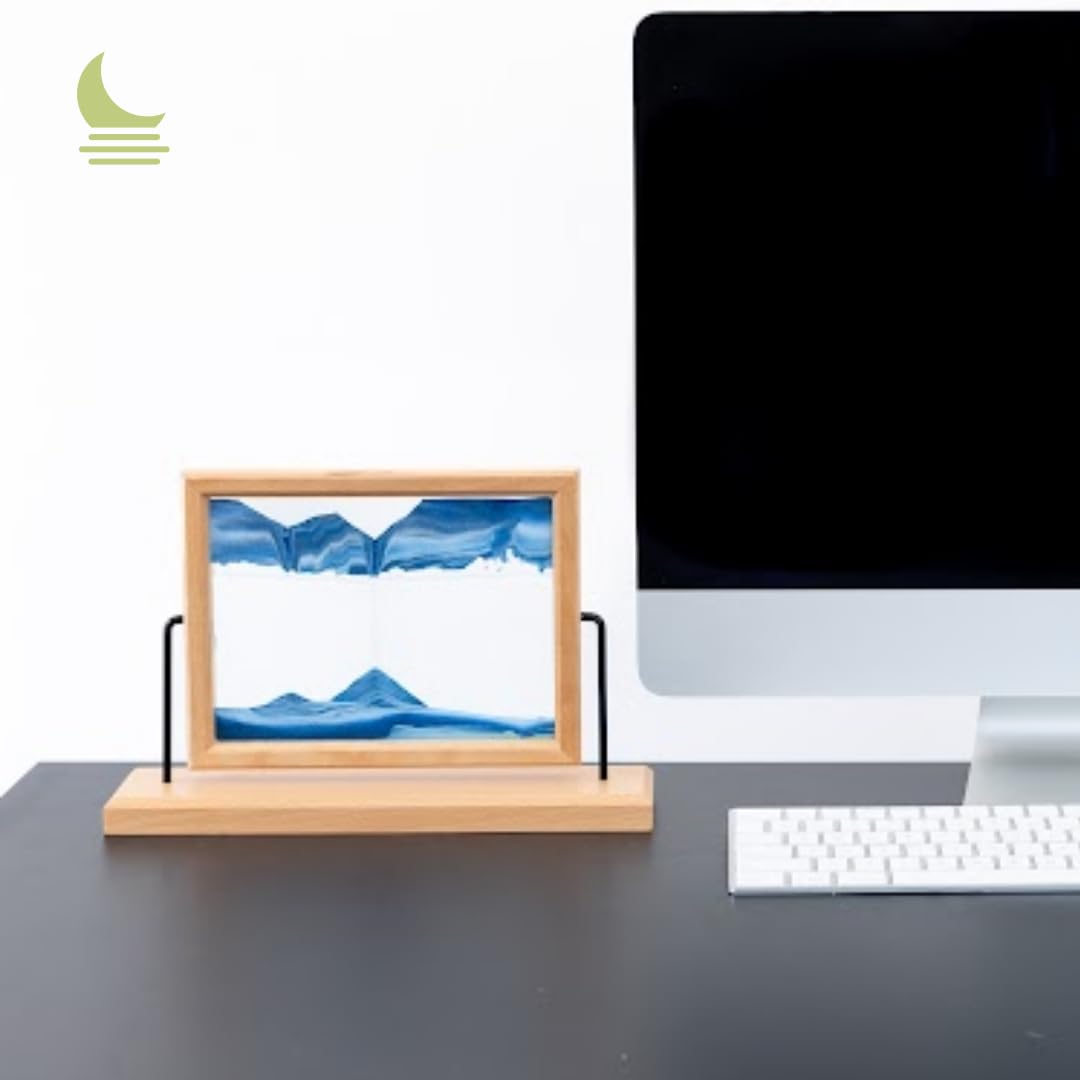 Elegant Moving Sand Art w/Finished Wood Frame - Mindfulness Decor to Help Stay Present