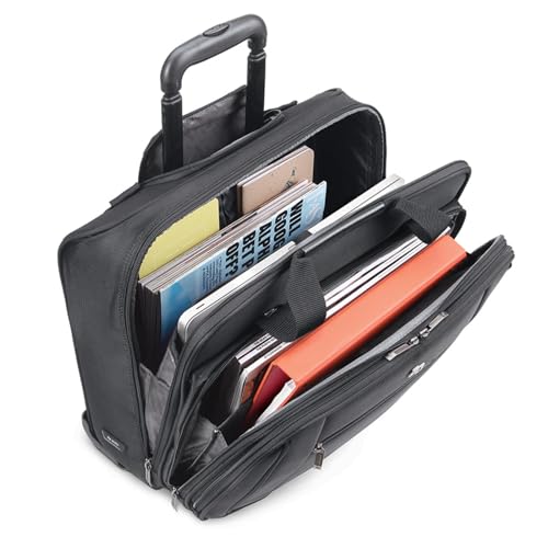 Solo New York Bryant Rolling Laptop Bag with Wheels,Fits Up to 17.3-Inch Laptop,Travel Friendly Wheeled Briefcase for Women and Men with Telescoping Handle, Black, 14" x 16.8" x 5" (PT136-4)
