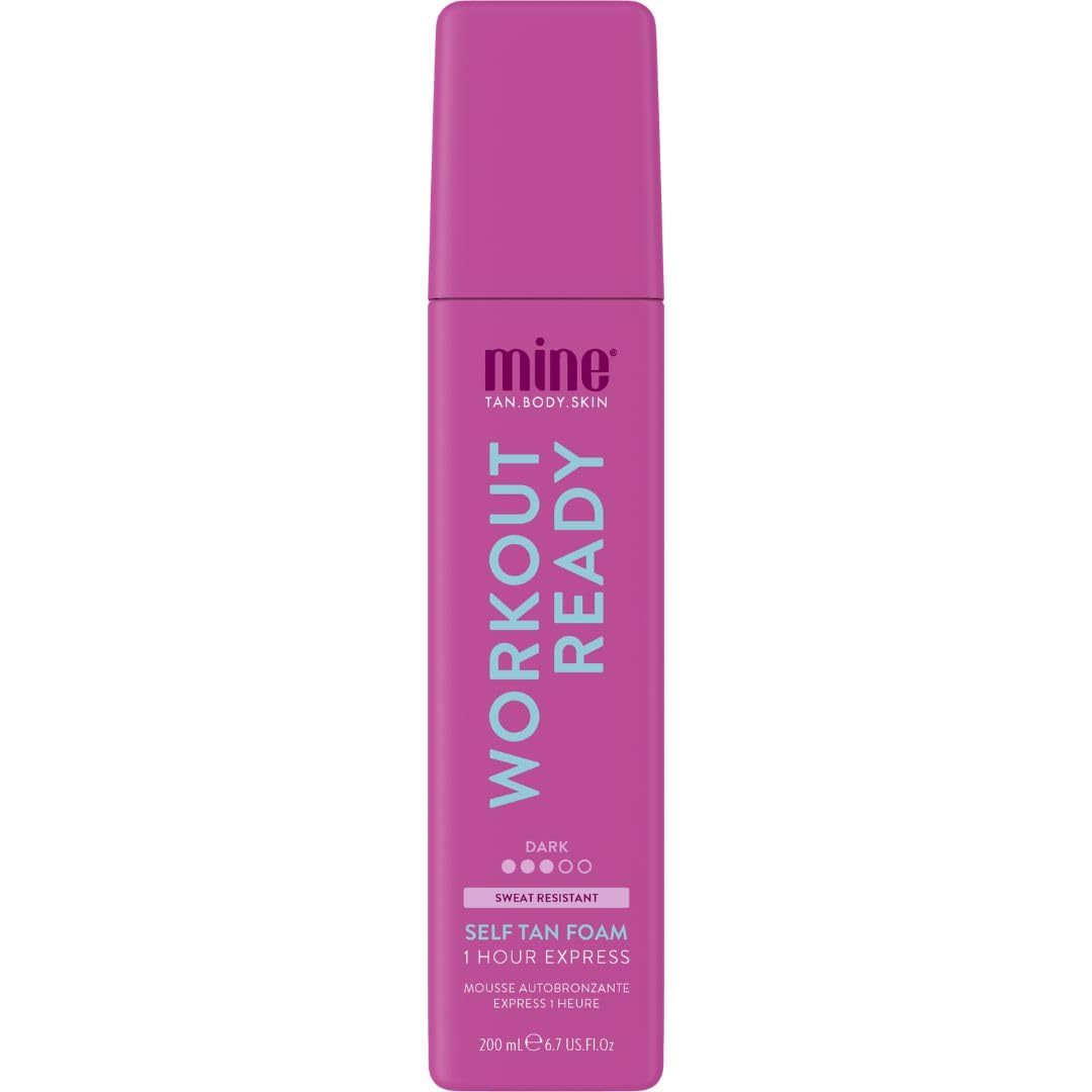 Minetan Workout Ready Self Tan Foam | Tanning Treatments Collection - Super Dark Skin Finish, Sweat Proof, Transfer Free, 1 Hour Express Mousse, Face & Body Fake Tanner, Ultra Deep Glow, 6.7 Fl Oz