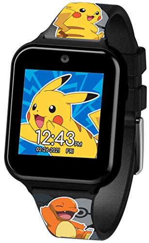 Accutime Kids Pokémon Pikachu Black Digital LED Quartz Wrist-Watch with Camera, Alarm, Timer, Stopwatch, and Games for Boys, Girls, and Toddlers