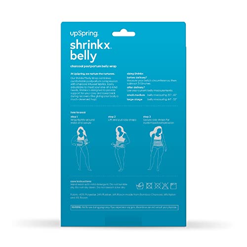 UpSpring Shrinkx Belly Charcoal Postpartum Belly Wrap, Adjustable Postpartum Belly Band to Support, Smooth After Baby (Charcoal Gray, Large/X-Large)