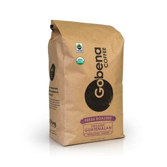 5lb Fair Trade Organic Certified Guatemalan Medium Roast Ground Coffee, 100% Arabica Specialty Coffee, 80 ounces, 5 pounds, Bulk Coffee