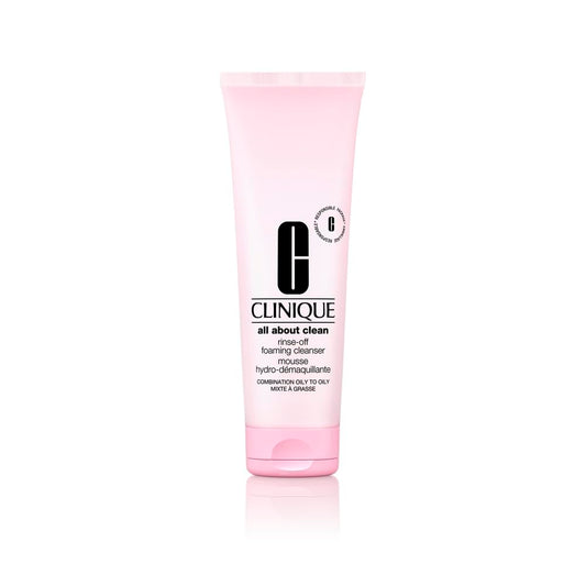 Clinique All About Clean Rinse-Off Foaming Facial Cleanser With Hyaluronic Acid + Glycerin For Oily Skin Types | Dissolves Makeup + Sunscreen, 8.5 Fl Oz