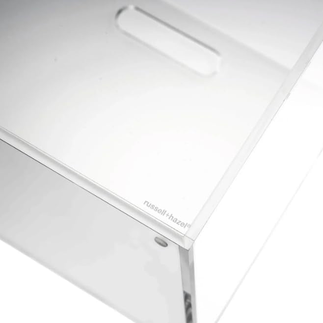 RUSSELL+HAZEL Acrylic File Box, Acrylic File Folder Organizer, Letter Size Hanging File Organizer Box, 12.25" x 12.75" x 10," Acrylic Storage Container for Bathroom, Pantry or Home (55712)