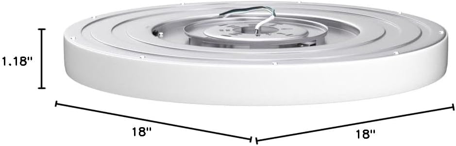 hykolity 18 Inch LED Round Flat Panel Light, White, 32W, 3200lm, 3000K/4000K/5000K CCT Selectable, 120°Beam Angle, Dimmable Edge-Lit Flush Mount Ceiling Light Fixture - ETL Listed