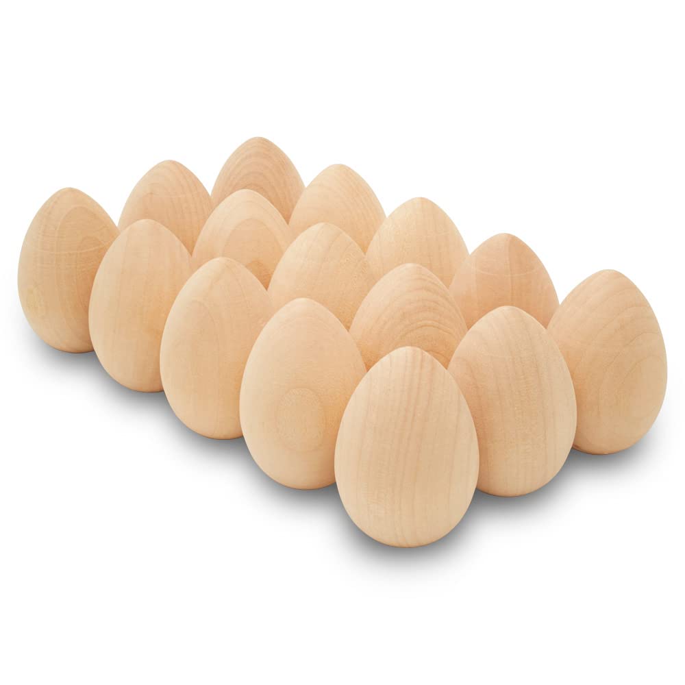50 Smooth Standable Wooden Easter Eggs to Paint, Quality Small Wooden Eggs for Crafts, Wooden Easter Eggs Paint 2 in, by Woodpeckers