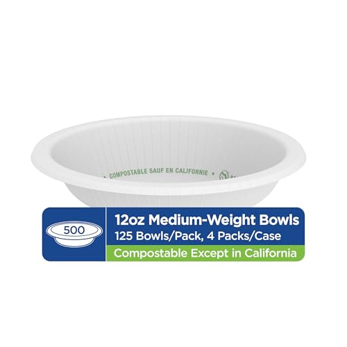 Georgia-Pacific Dixie 12oz Medium-Weight Paper Bowls by GP PRO, White, UXB12WS, 500 Bowls Per Case