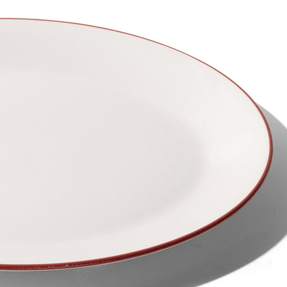 Made In Cookware - Serving Platter - White With Red Rim - Porcelain England