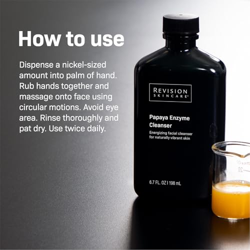 Revision Skincare Papaya Enzyme Cleanser, Energizing Facial Cleanser with Salicylic Acid, Soothing and Exfoliating, 3.4 fl oz