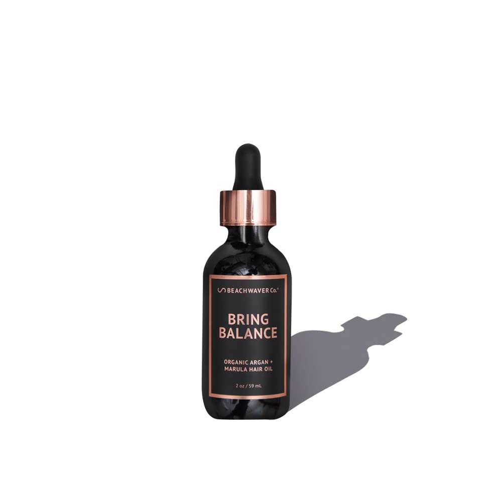 The Beachwaver Co. Haircare Bring Balance Organic Argan + Marula Hair Oil (2 Oz) | Vegan, Fragrance-Free Hair Oil Treatment | Just 5 Ingredients: Marula, Jojoba, Black Cumin, Sunflower & Argan Oils