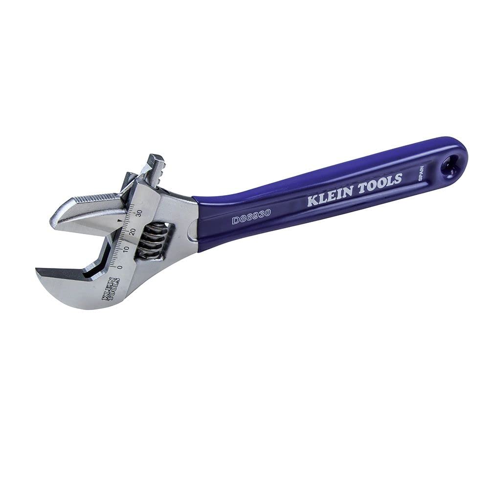 Klein Tools D86930 Reversible Pipe Wrench/Adjustable Wrench with 2-in-1 Extra-Wide 1-1/2 -inch Jaw, 10-inch