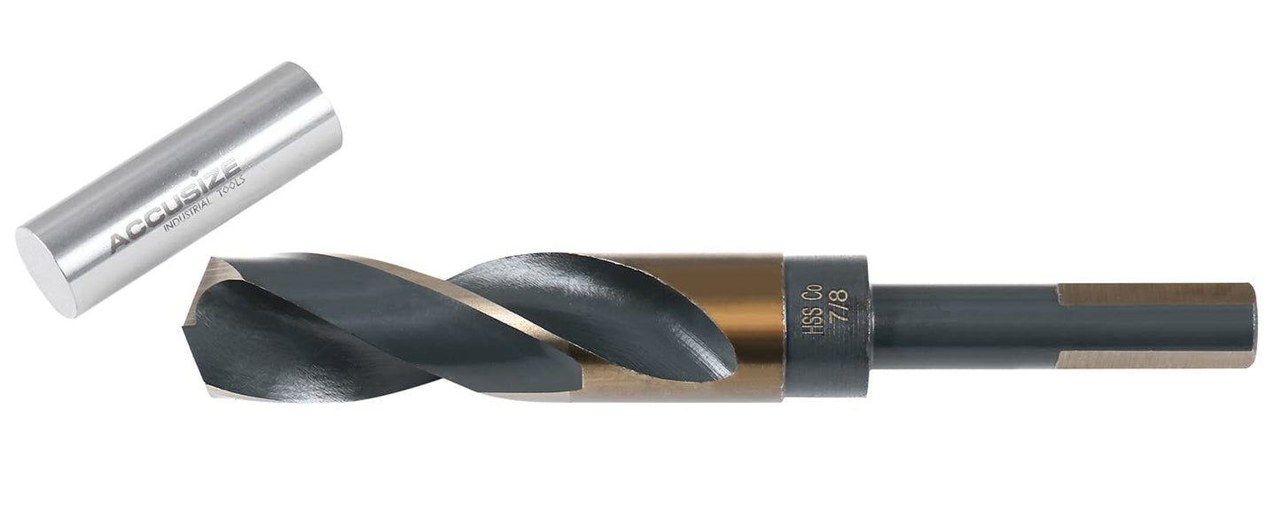 Accusize Industrial Tools M35 (H.S.S.+5% Cobalt) 1/2" Shank and Drill - 9/16" to 1", Set of 8 Pieces, H516-6507