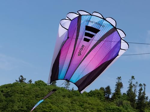Prism Kite Technology Sinewave Ultraviolet Mesmerizing Parafoil Kite Ready to Fly with 200 Foot Line and Removable 20 Foot Matching Tail
