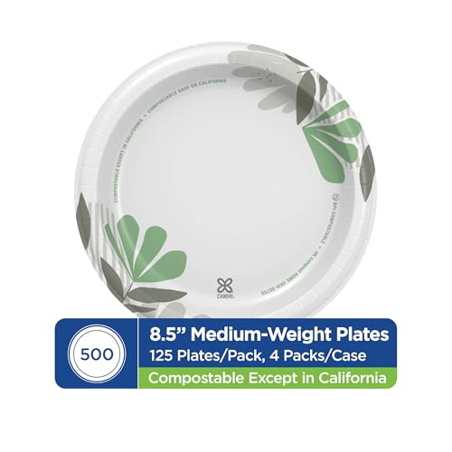 Dixie 8.5" Medium-Weight Paper Plates by GP PRO (Georgia-Pacific), Pathways, UX9WS, 500 Count (125 Plates Per Pack, 4 Packs Per Case)
