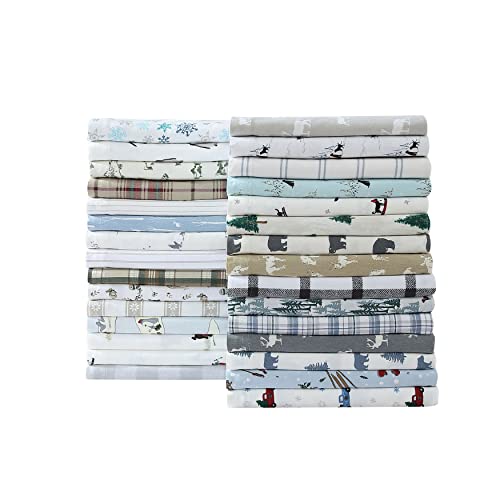 Eddie Bauer - Flannel Sheets KingSize, Anti-Pilling & Wrinkle Resistant Cotton, Touchably Soft for All-Season Comfort - Bed Sheets with Matching Pillowcase & Fitted Sheet (Skating Penguin)