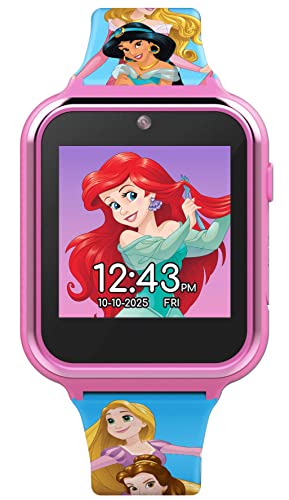 Accutime Disney's Princess Kids' Touchscreen Interactive Smartwatch, Built in Selfie-Camera, Easy-to-Buckle Strap, Model: PN4258AZ