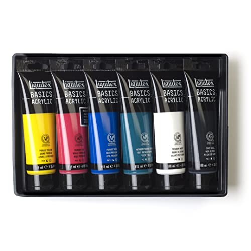 Liquitex BASICS Acrylic Paint Set, 6 x 118ml (4-oz) Tube Paint Set