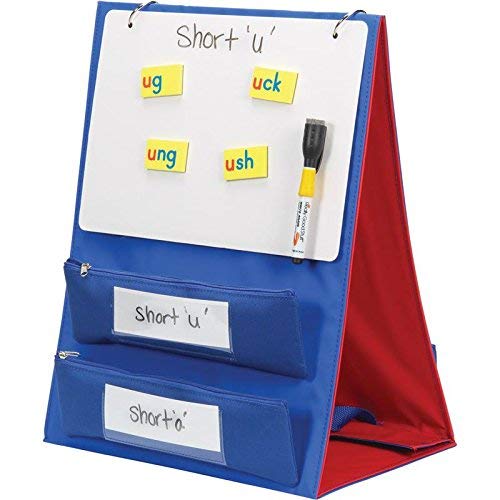 Really Good Stuff Desktop Stand with Flip Magnetic Boards and Storage Pockets - 1 Stand, 3 Boards