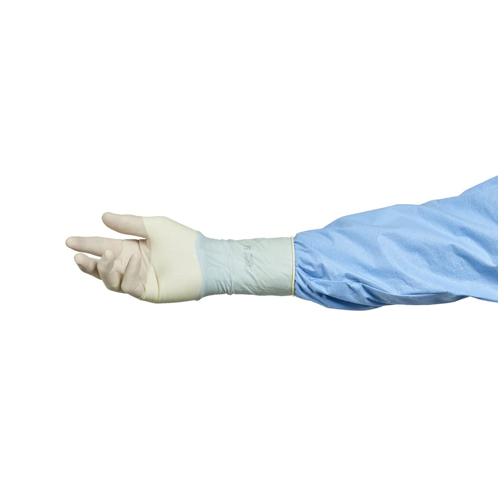 HALYARD Micro Surgical Gloves Sterile Neoprene Individually Wrapped Pairs Powder Free Medical Disposable Gloves, 5.9 mil, Size 7.5 Medium, Cream, SGL85075 (Box of 50 Pairs - 100 Total)