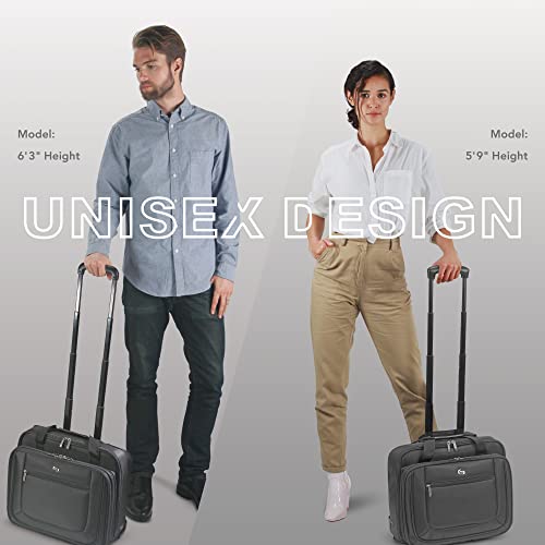 Solo New York Bryant Rolling Laptop Bag with Wheels,Fits Up to 17.3-Inch Laptop,Travel Friendly Wheeled Briefcase for Women and Men with Telescoping Handle, Black, 14" x 16.8" x 5" (PT136-4)