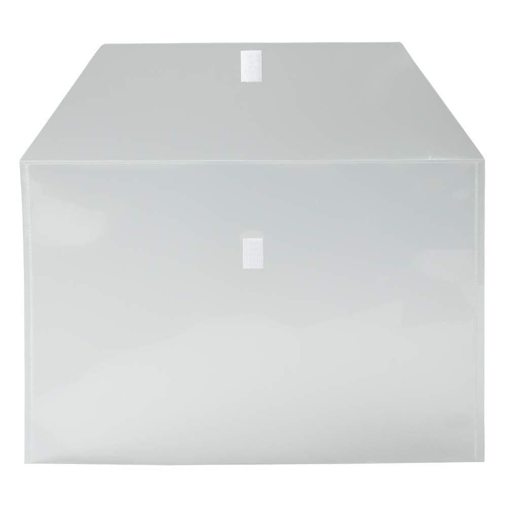 JAM PAPER Plastic Envelopes with Hook & Loop Closure - Jumbo Booklet - 12 x 18 - Clear - 12/Pack