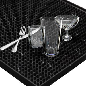 4 Pack Bar Mat, Dish Drying Mat, Large 31.5in x 12in Rubber Thick Durable Service Bar Mat for Home Kitchen Countertop Mat, Espresso Coffee Bar Mat, Black