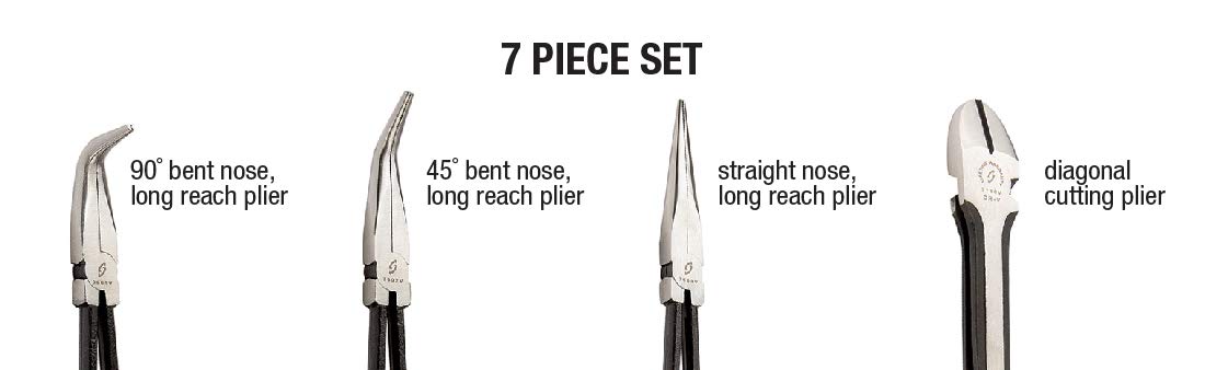 SUNEX TOOLS 3613V 7-Piece Long Reach Pliers Set