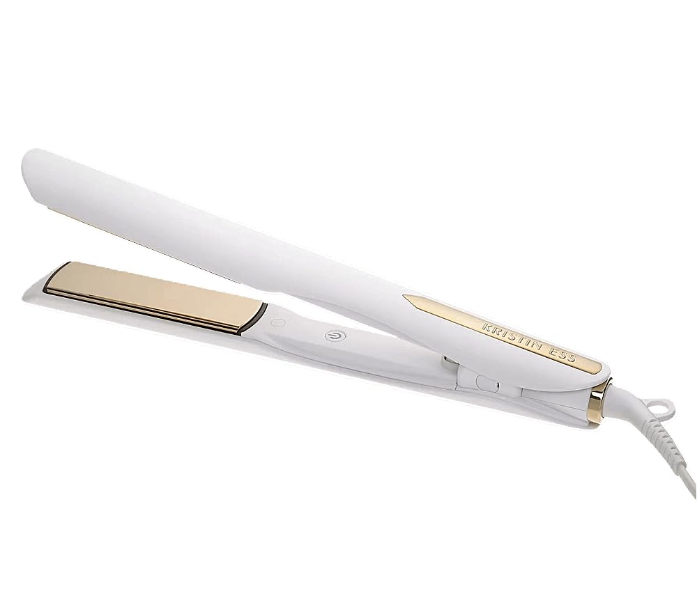 Kristin Ess 3-in-One Professional Titanium Hair Straightener, Curler and Beach Waver Combo for Women with Curly, Frizzy + Thick Hair - 1 1/4 Inch Dual Voltage Flat Iron + Travel Cap - 440 Degree Heat