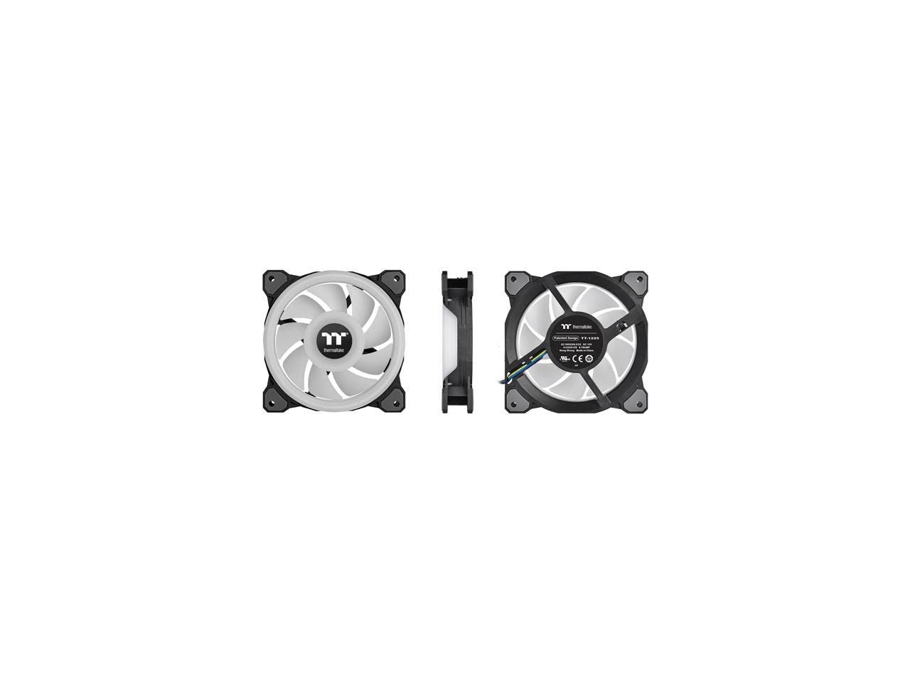 Thermaltake Riing Quad 120mm 16.8 Million RGB Color (Alexa, Razer Chroma) Software Enabled 4 Light Rings 54 Addressable LED 9 Blades Hydraulic Bearing Case/Radiator Fan CL-F088-PL12SW-B, Black