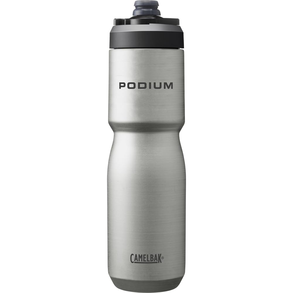CamelBak Podium Steel Insulated Stainless Steel Bike Water Bottle, Long‑Lasting Cold Hydration for Cycling Performance, 22oz, Stainless