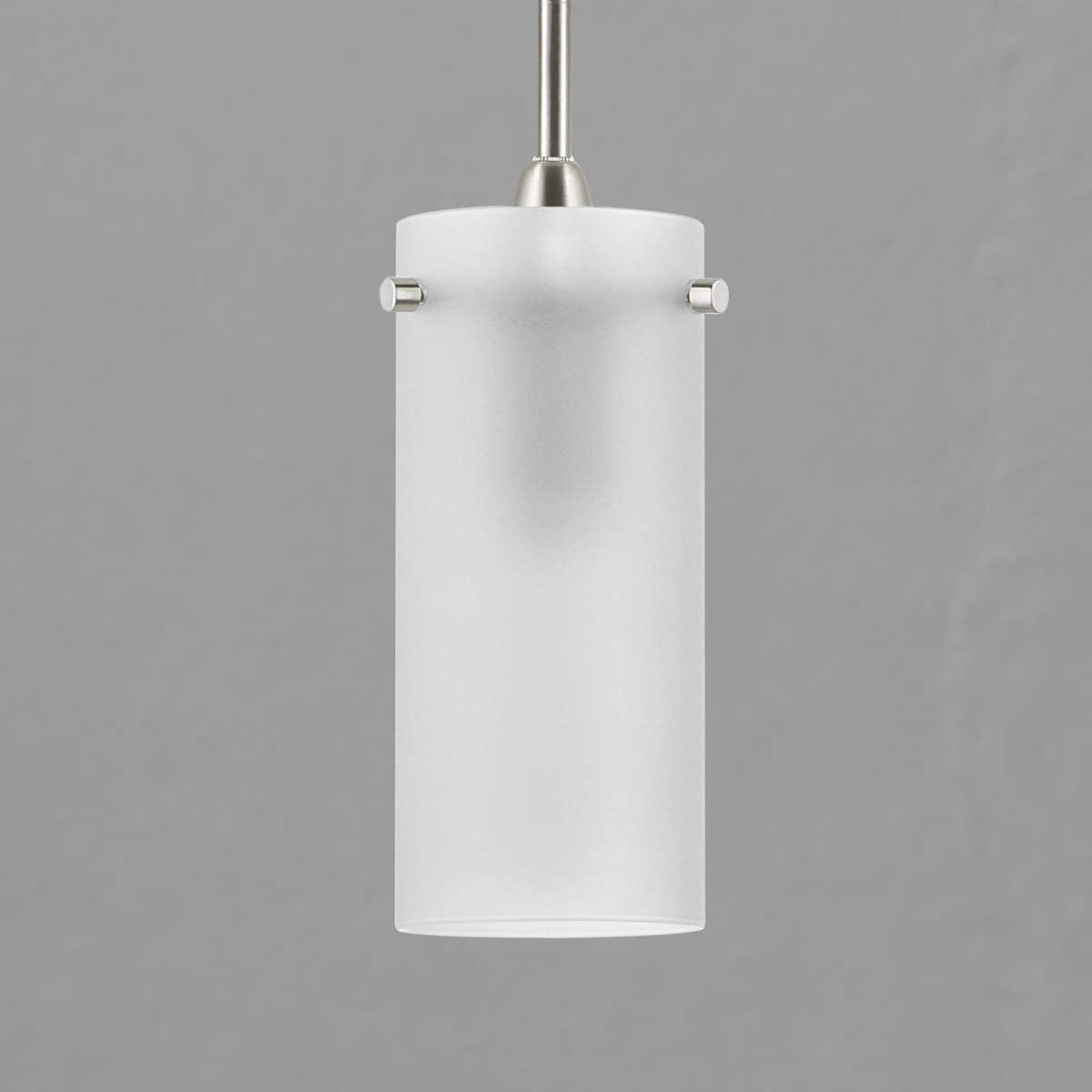 Linea di Liara Effimero Modern Brushed Nickel Pendant Light Fixtures Over Kitchen Island Sink Lighting Ceiling Hanging Farmhouse Mini Metal Industrial Pendant Lighting Small Frosted Glass Shade