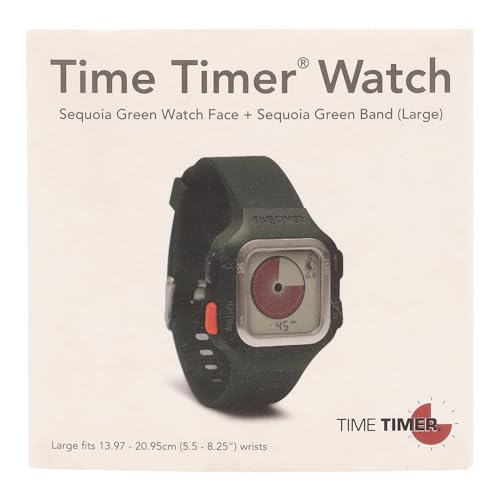TIME TIMER Watch — Visual 12-Hour or 24-Hour Analog and Digital Countdown Timer — for Productivity, Learning, Test Taking and Workout Tracker (Sequoia Green, Large)
