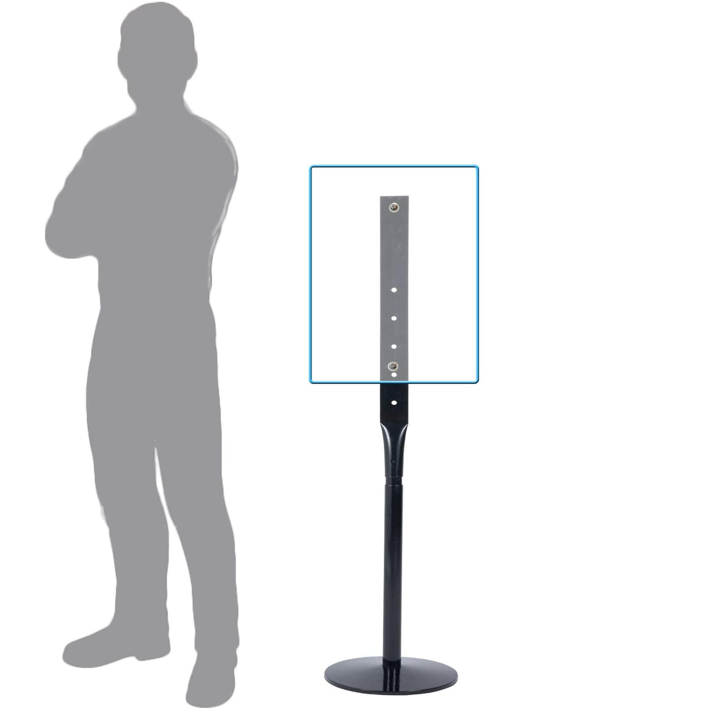 Furnishh Heavy Duty Cast Iron Sign Stand - 48" Tall Pedestal Sign Holder with 12" Base - Outdoor Metal Parking Sign Post for Street, Business & Driveway - Fits up to 18x24 Signs, Black
